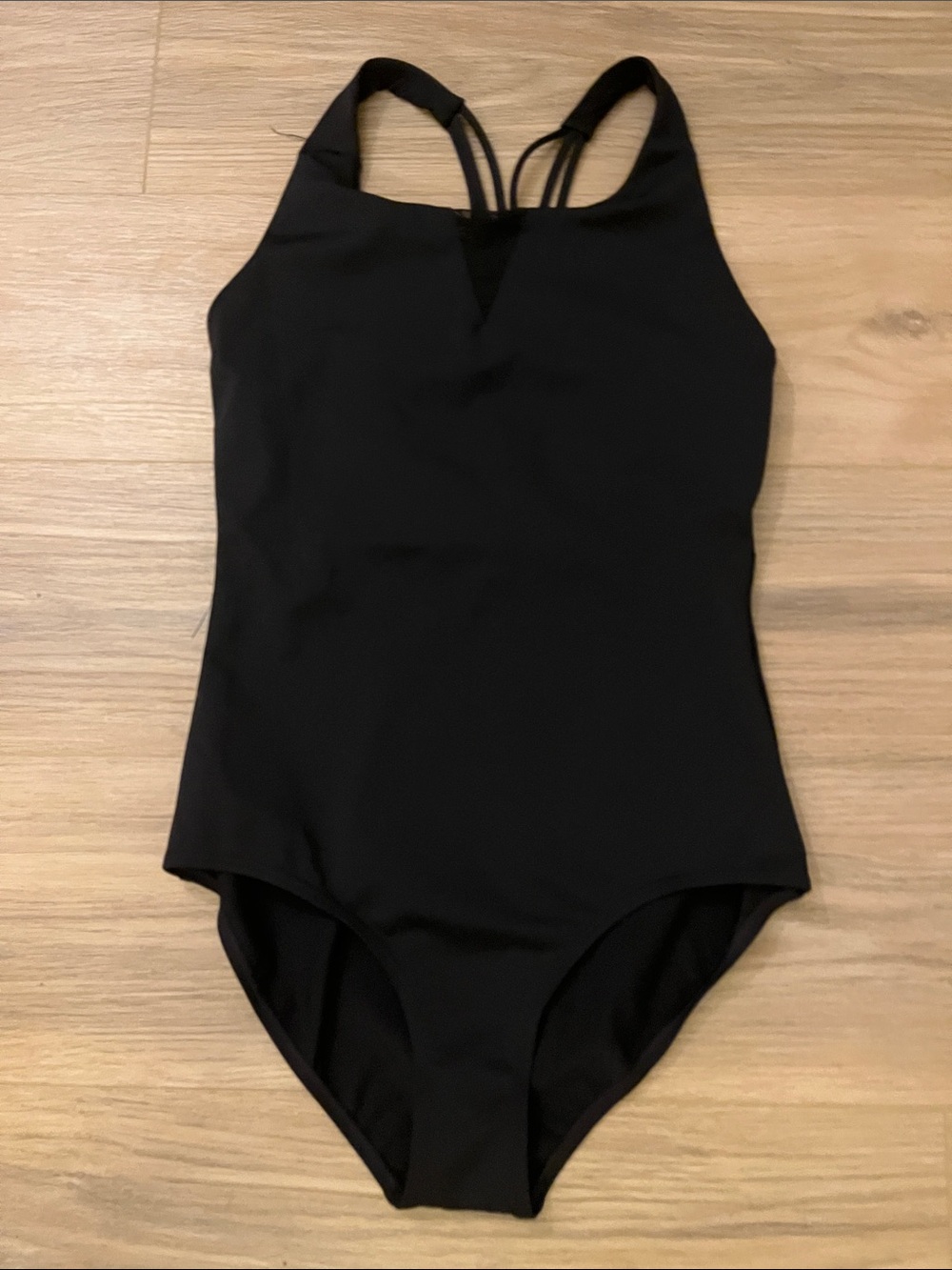 Capezio Black One-Piece Swimsuit with Strappy Back and Mesh